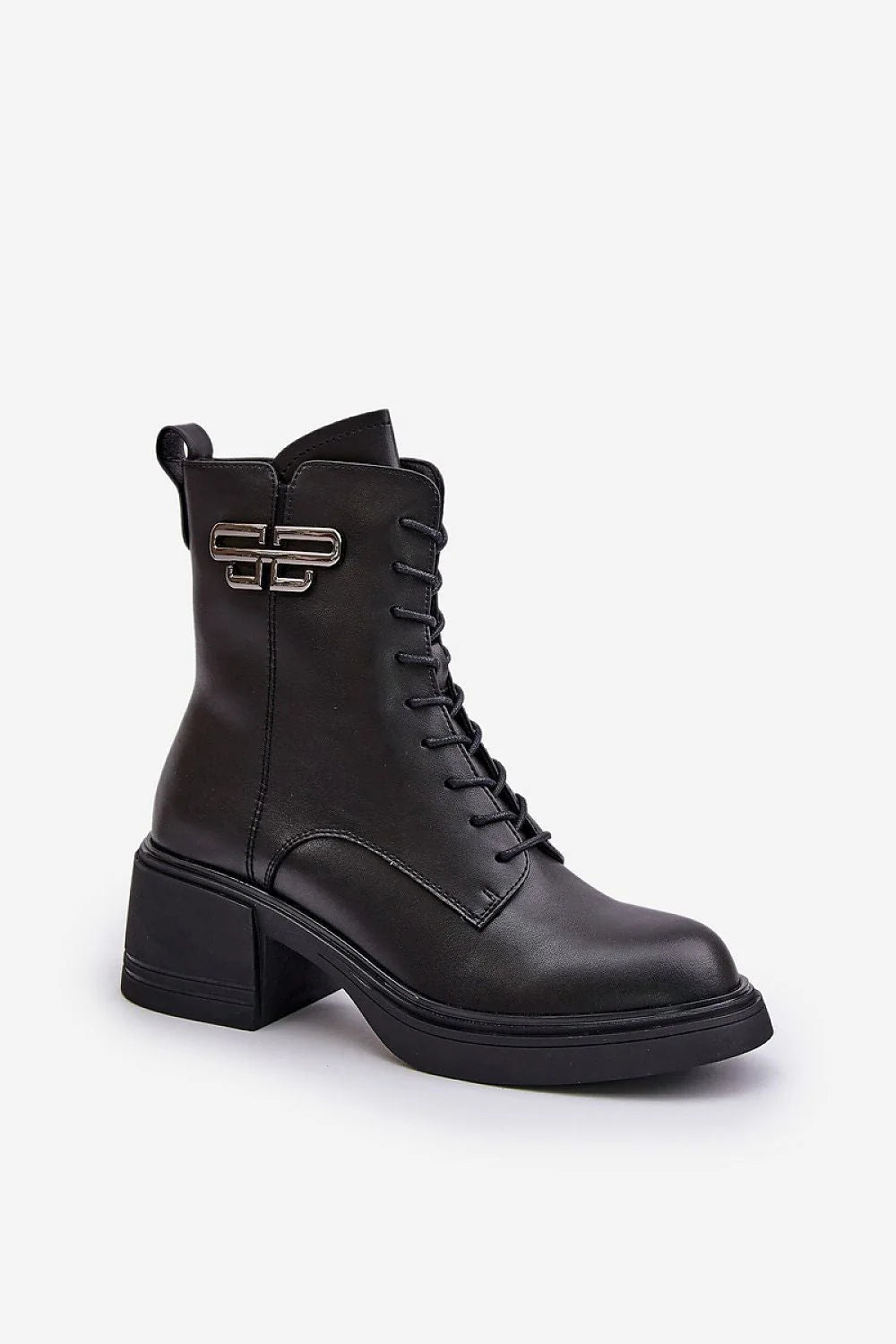 Bottes à talons massifs pour femmes, Vinceza, cuir noir, style moderne, talon carré, fermeture à lacets et glissière, bottines élégantes et confortables, mode automne-hiver, chaussures fashion