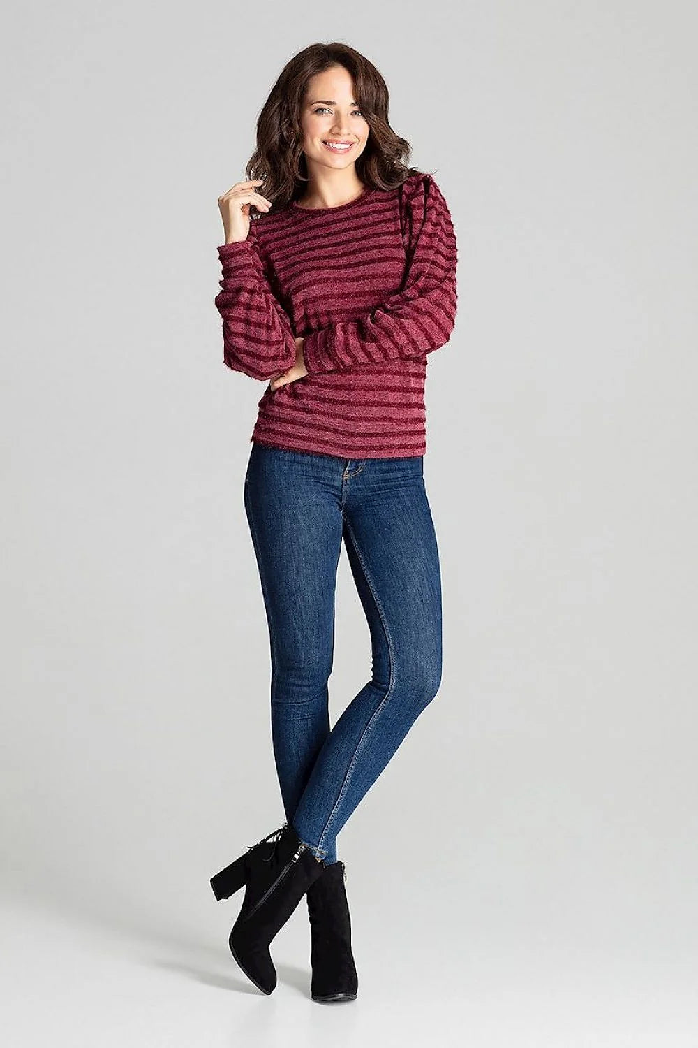 Chemisier femme manches longues élégant en polyester viscose rayures grises confort moderne toutes occasions