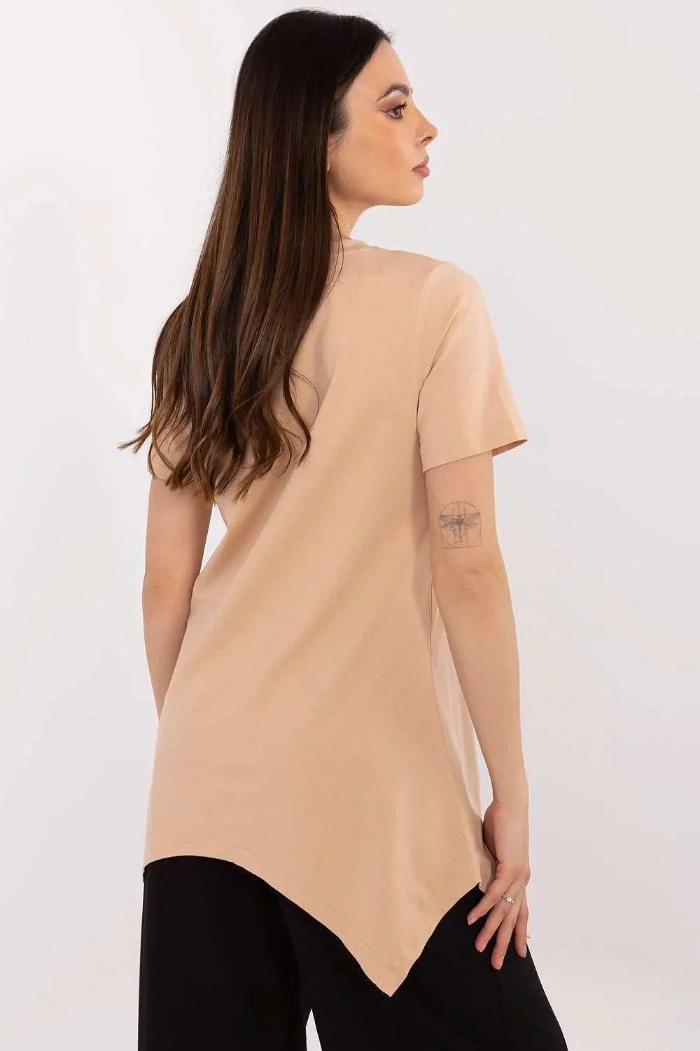 T-shirt ample pour femme design moderne artistique motif léopard coupe asymétrique longueur standard col rond matériau confortable
