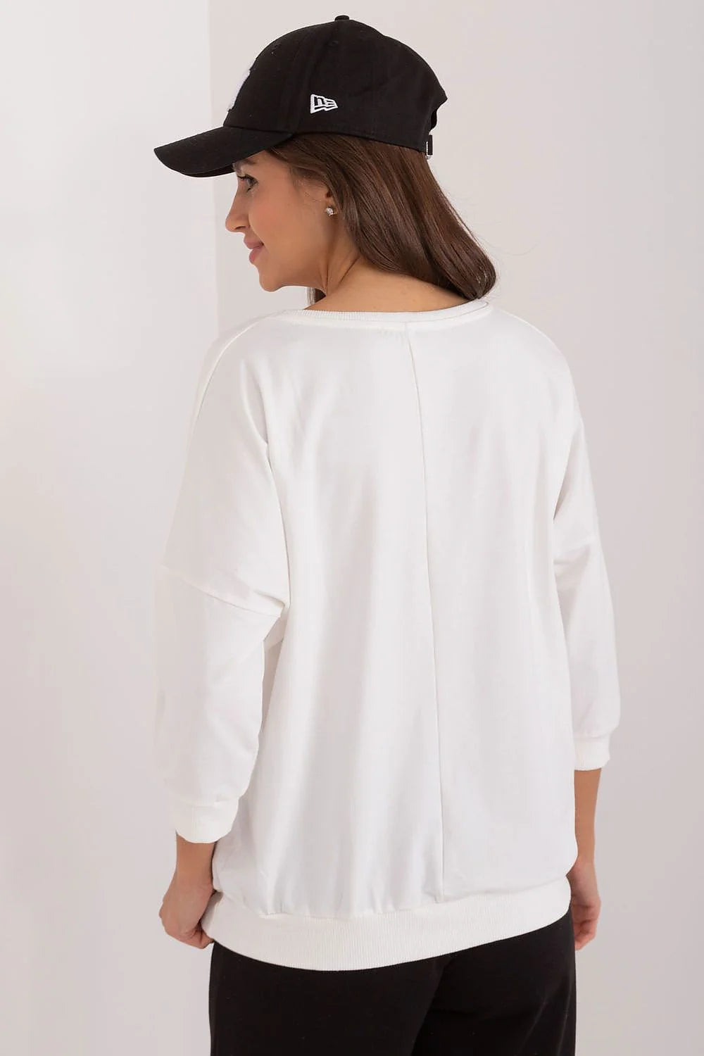 Sweatshirt femme embossé 'nice' casual moderne tissu doux coupe ample manches 3/4 femmes