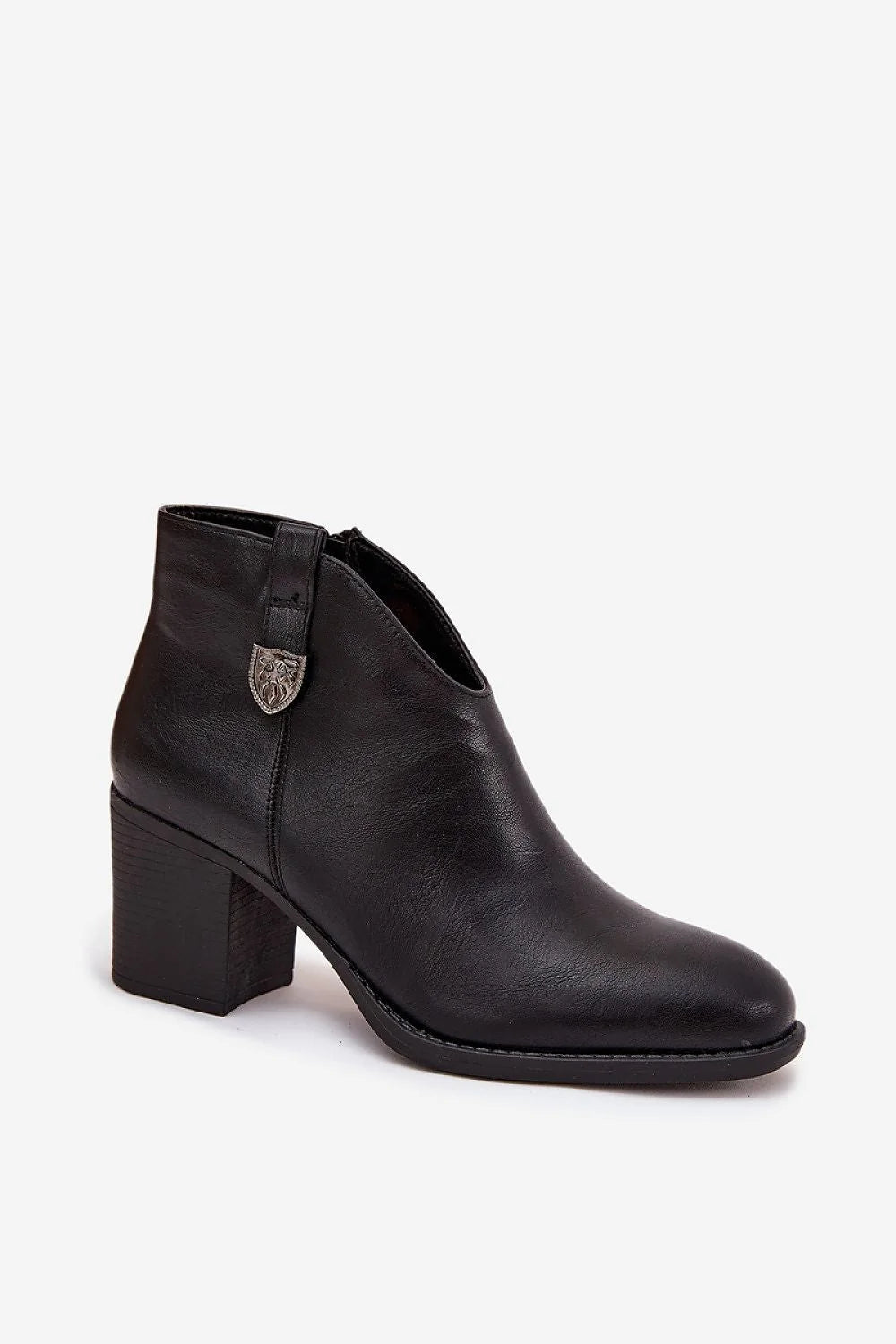 bottines femme noir simili cuir doublée fourrure chaudes confortables talon bloc 7cm tige basse 9cm fermeture éclair latérale