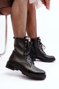 Bottines femme style militaire audacieux similicuir noir zippé détails strass talon renforcé conforturable automne-hiver