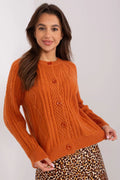 Cardigan en tricot pour femme, style classique, motifs torsadés, couleur orange vif, coupe ample, manches longues, col rond, boutons coordonnés, finitions côtelées, idéal pour l'hiver, vêtement intemporel, confort et style
