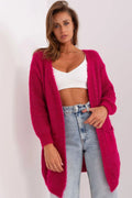 Cardigan femme Italy Moda ouvert longues manches style casual couleur rose vif matériau doux poches latérales