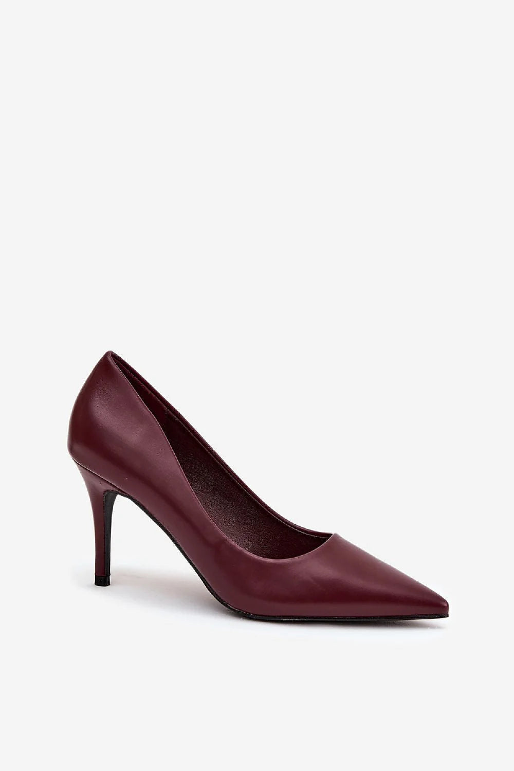 escarpins femme talon aiguille mihaut similicuir lisse bordeaux profond bout pointu silhouette élancée semelle fine chic intemporel polyvalent