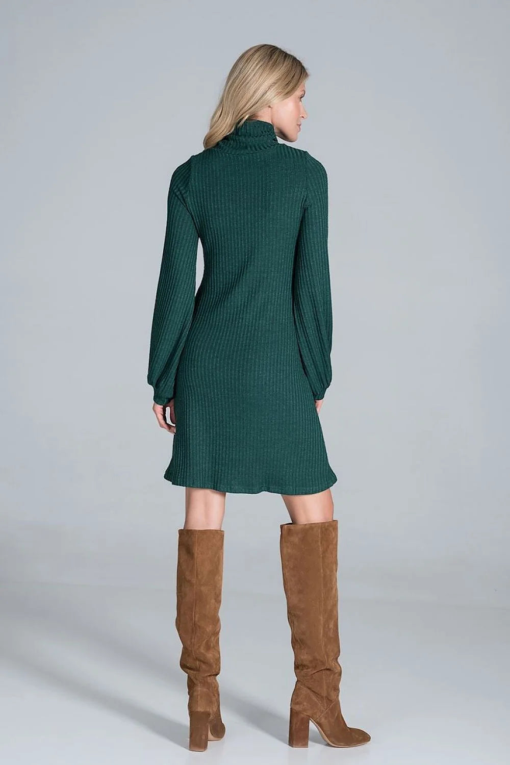 Robe bordeaux en maille côtelée élégante casual manches longues style chic pour femmes modernes