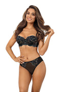 Soutien-gorge push-up Axami motif oriental dentelle tulle noir ajustables femmes lingerie sexy occasion spéciale