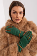 Gants élégants en tissu lisse contrastés pour femmes avec broderies et bretelles tressées polyester spandex mode hiver