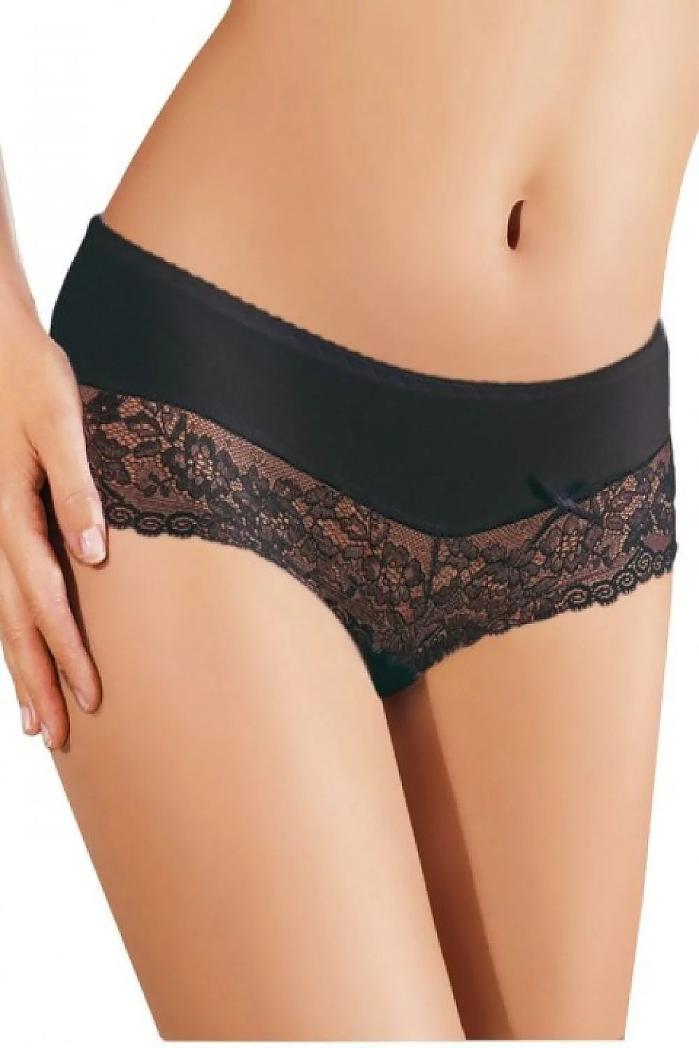 Culottes shorty en dentelle noire sexy romantique avec transparence et nœud pour femmes élégantes