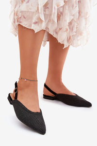Ballerines femmes style élégant slingback tressée cuir écologique semelle intérieure confortable talon plat pointu ajustable