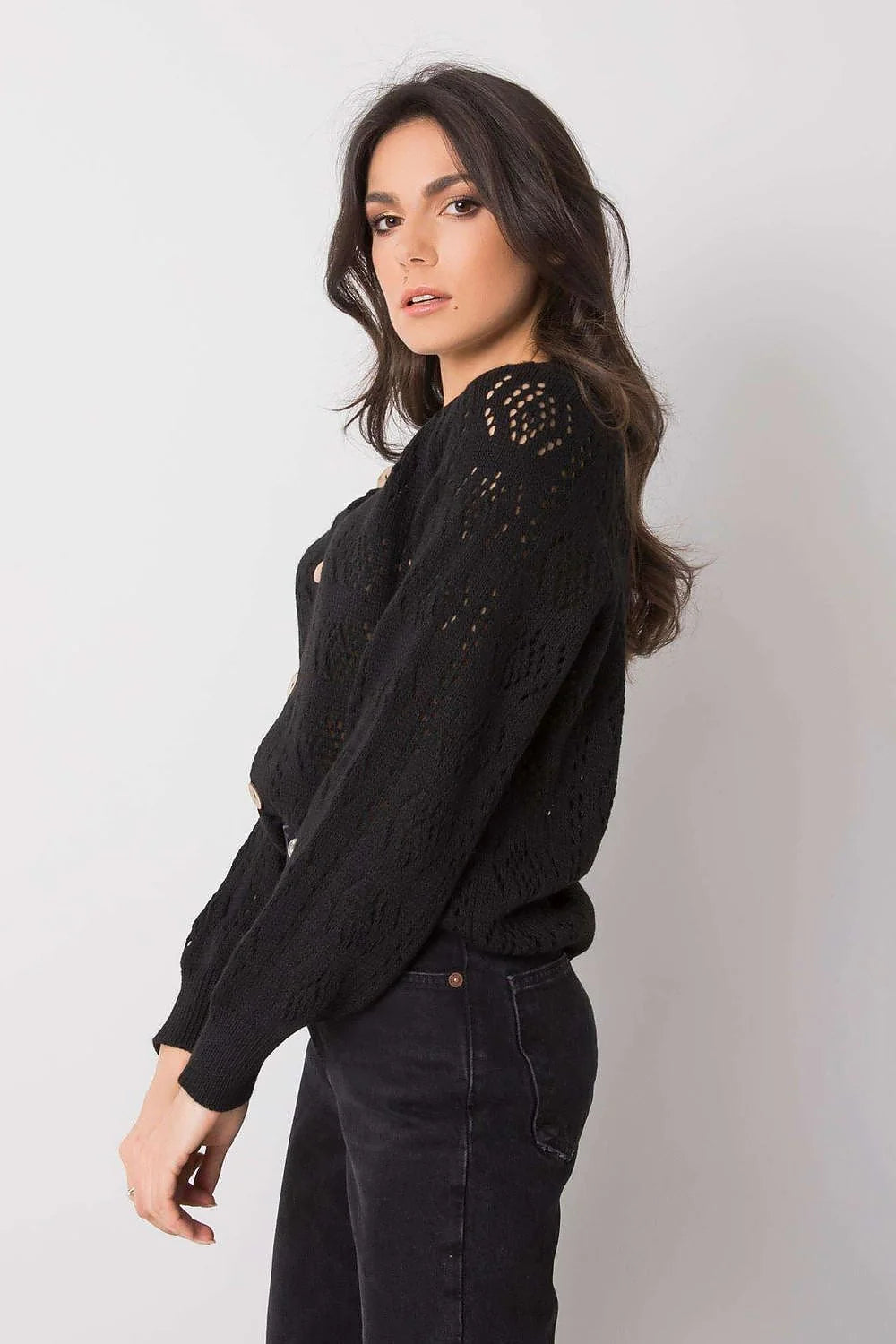 Cardigan femme en tricot ajouré blanc élégant décontracté manches longues mi-saison doux confortable