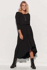 Ensemble haut manches longues coton noir chic asymétrique confortable moderne pour femme élégante mode casual