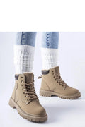 Bottes trappeur Solea femmes design robuste intemporel style randonnée urbain confort isolant semelle caoutchouc beige