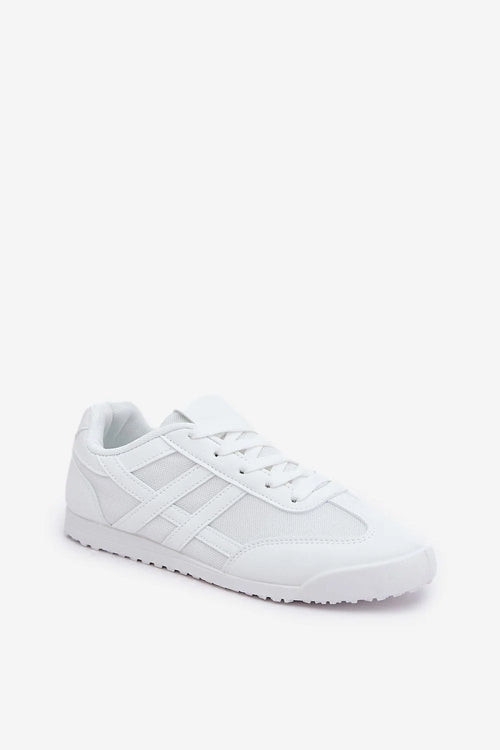 Baskets basses pour femmes style moderne maille aérée cuir écologique bout arrondi semelle mousse blanche