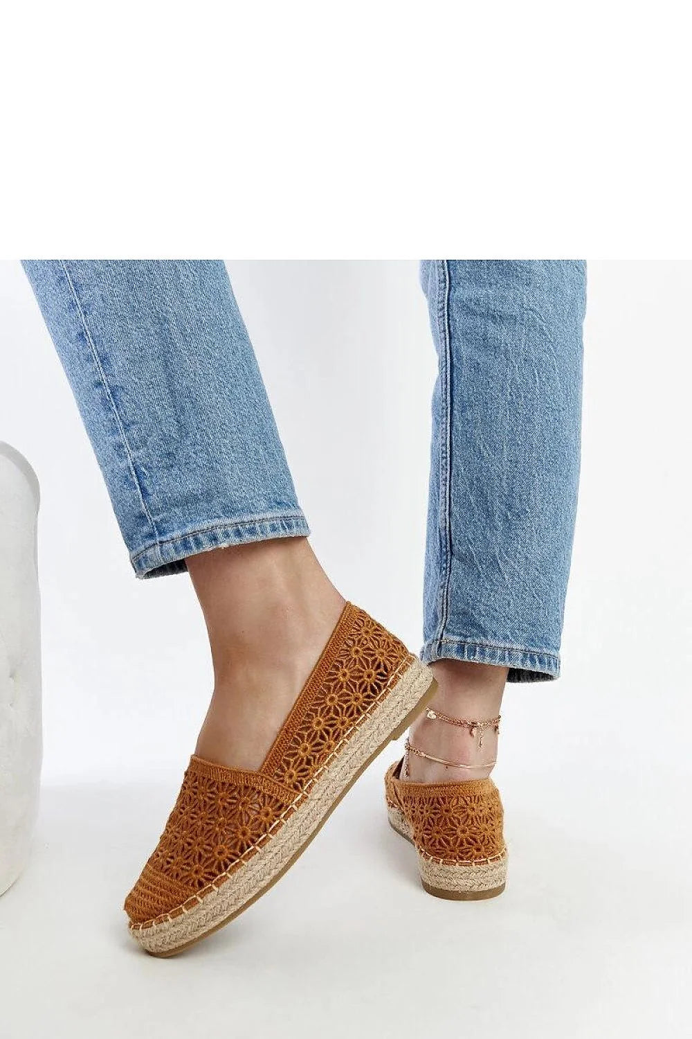 Espadrille Solea design floral crochet motif bohème été espadrilles plateforme jute caoutchouc marron femme