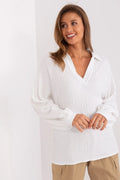 Chemisier femme décontracté en V-neck en polyester coton elasthanne longues manches texture gaufrée occasions multiples mode