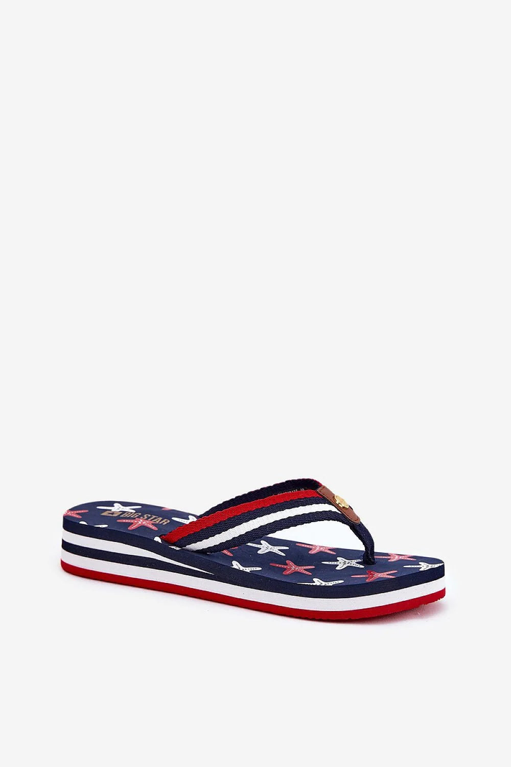 sandales femme estival lanières textile rayées tricolore rouge blanc bleu semelle plateforme épaisse marine imprimé mouettes étoiles mer coussinée antidérapante