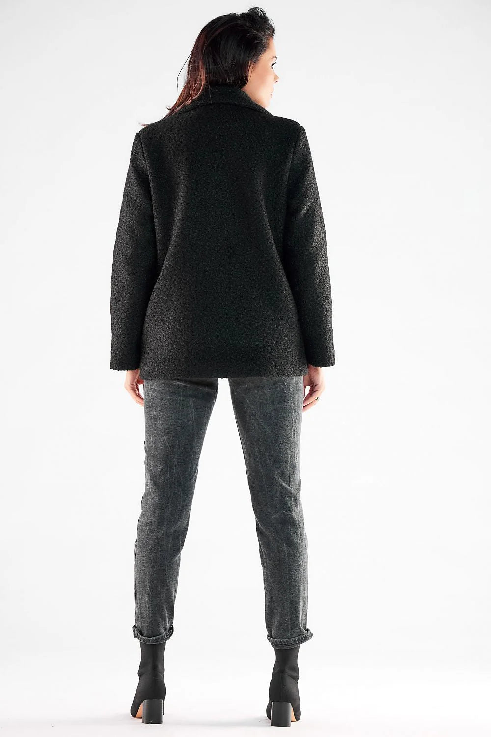 Veste houndstooth classique pour femme en polyester 100% coupe droite bouton central poches carrées doublée Tailles S M L XL
