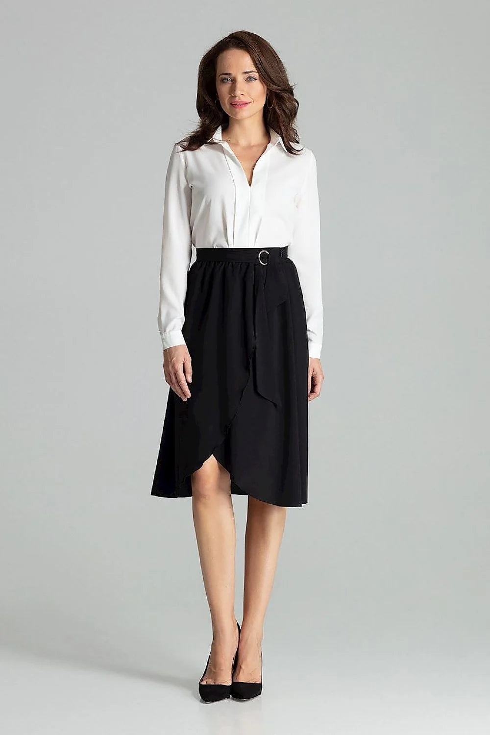 Ensemble chemisier jupe portefeuille coton polyester ajusté élégant professionnel femme silhouette raffinée occasions spéciales