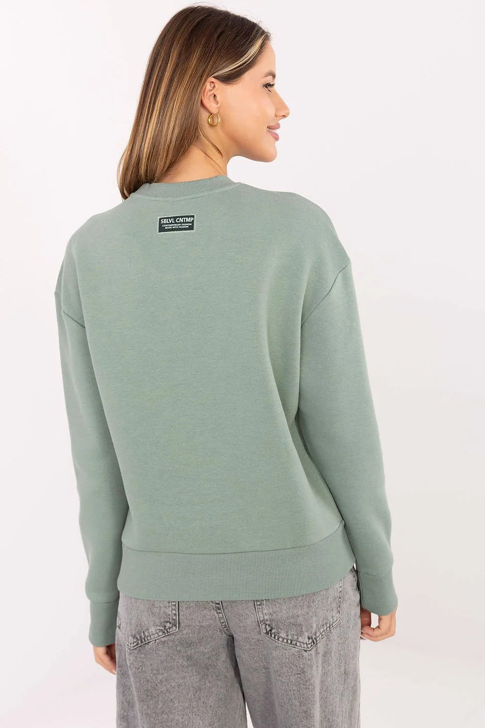 sweatshirt femme col rond oversize coupe droite molleton intérieur gratté manches longues bords côtes lettrage STORIES