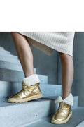 Bottes neige dorées femmes similicuir moderne confort fourrure synthétique fermeture éclair hiver tendance élégante