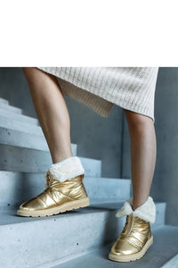 Bottes neige dorées femmes similicuir moderne confort fourrure synthétique fermeture éclair hiver tendance élégante