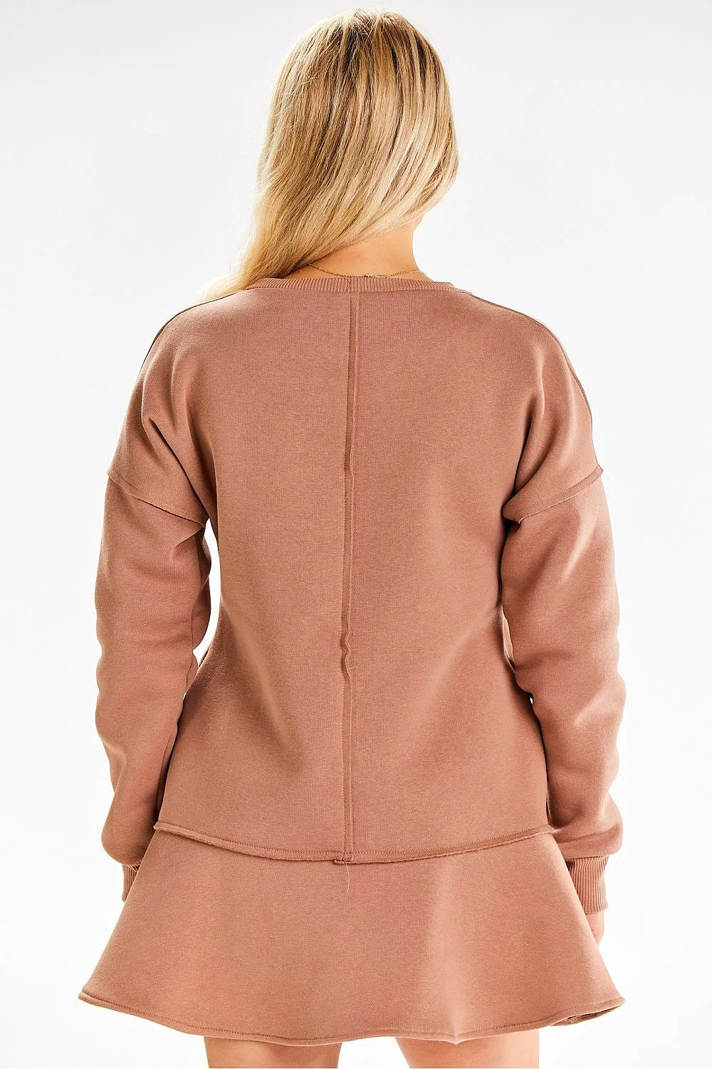 robe jour Infinite You moderne décontractée manches longues volantée beige rosé oversize coupe ample sweat molletonnée coton polyester poches latérales