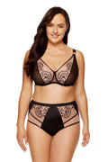 Culottes Gorteks taille haute élégantes dentelle florale noire et nude femme comfort style raffiné