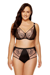Culottes Gorteks taille haute élégantes dentelle florale noire et nude femme comfort style raffiné