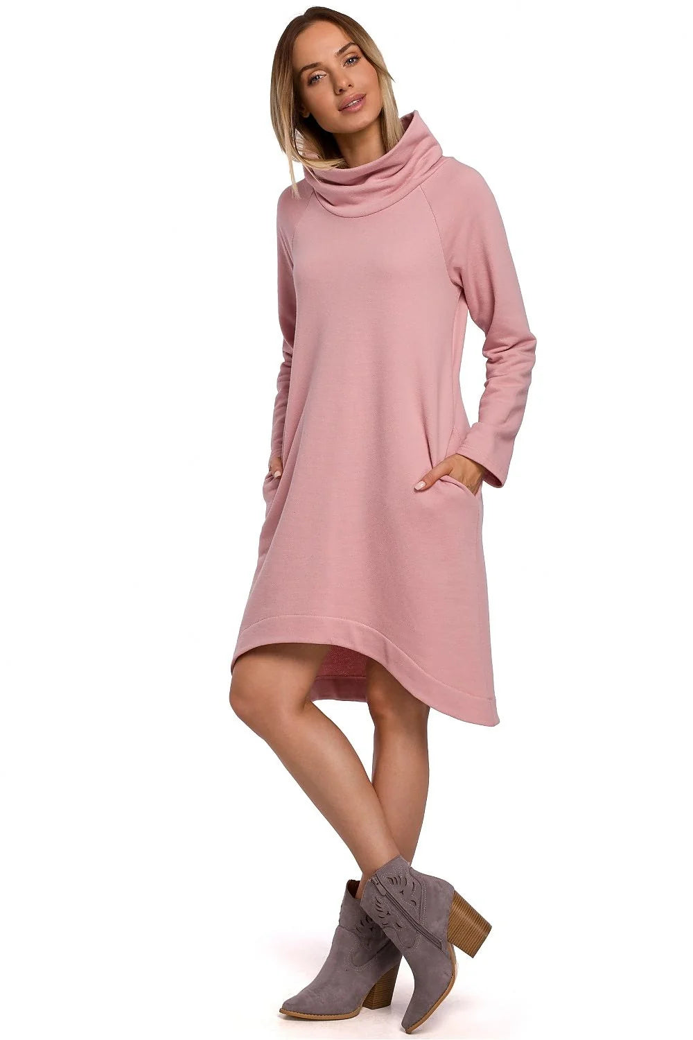 Robe pull en maille coton kaki élégante et confortable manches longues pour femmes modernes décontractées