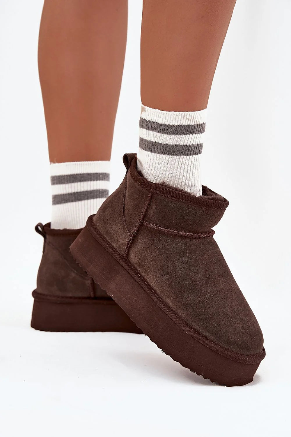 bottes neige Vinceza femmes daim naturel fourrure épaisse chaudes plateforme crantée caoutchouc légères faciles slipon cosy urbain