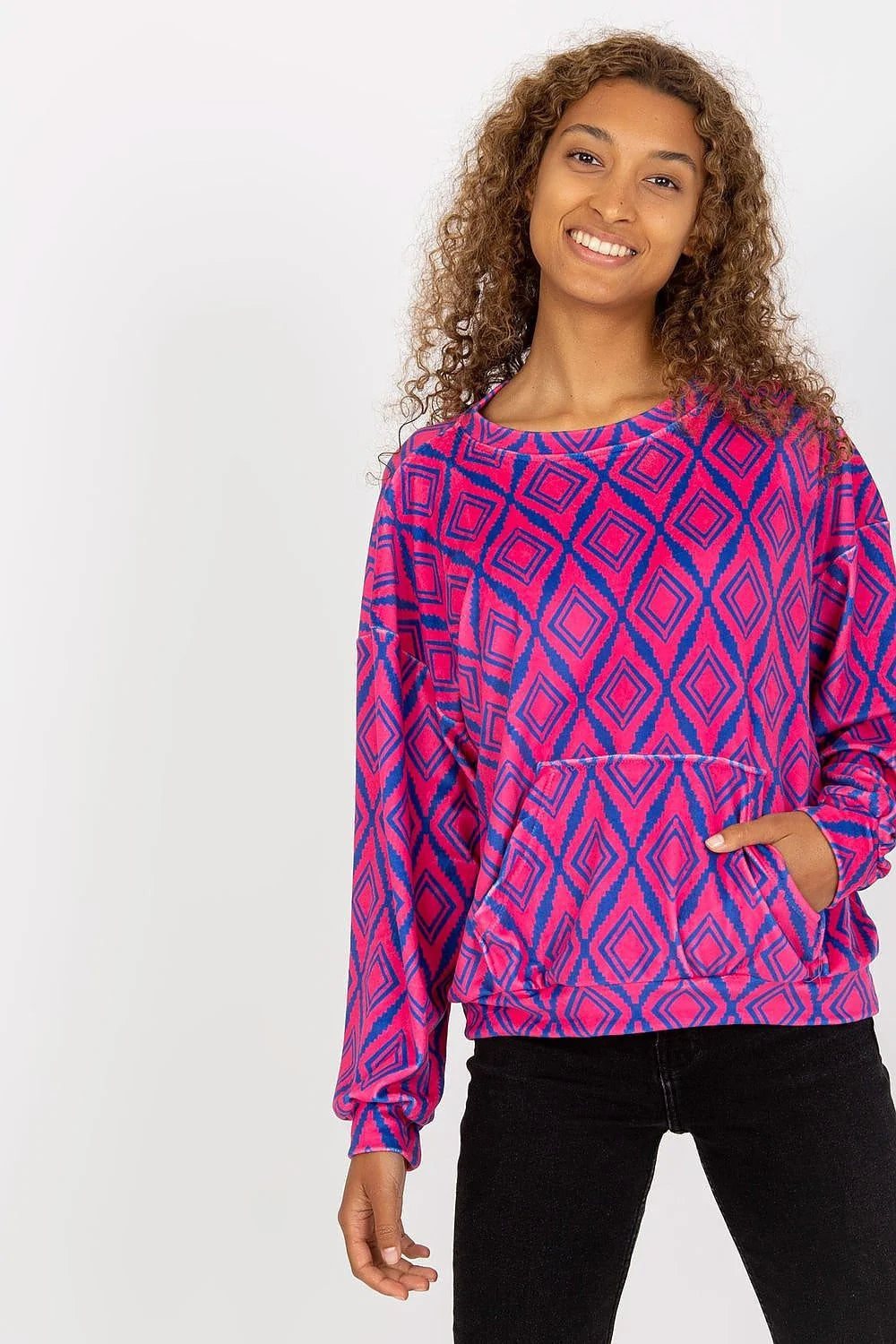Sweatshirt Femme Manches Longues Motif Géométrique Couleurs Vives Confortable Elasthanne Viscose Taille S M L XL