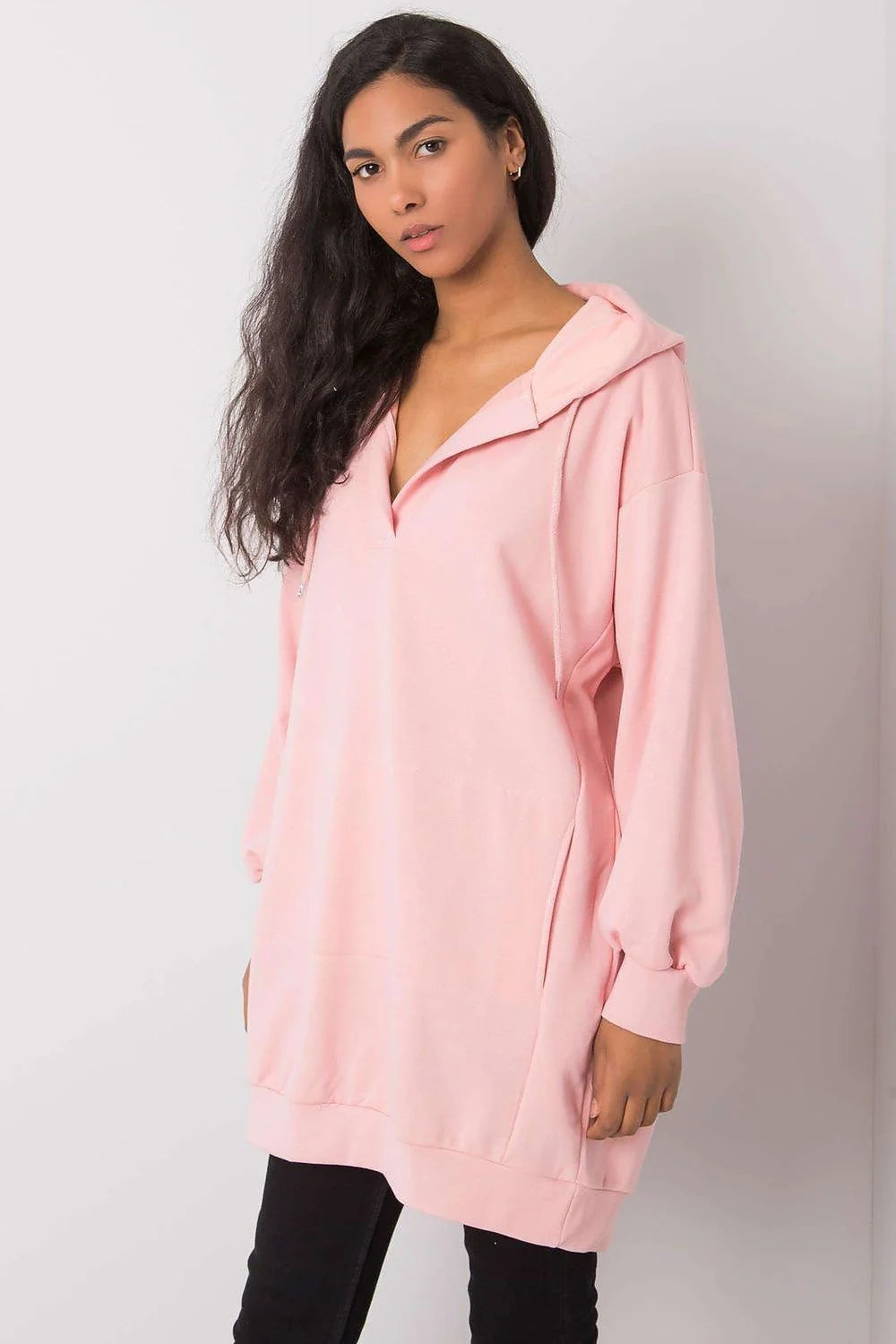 Sweatshirt à capuche pour femme moderne oversize couleur rose néon coton polyester poche kangourou style décontracté occasions multiples