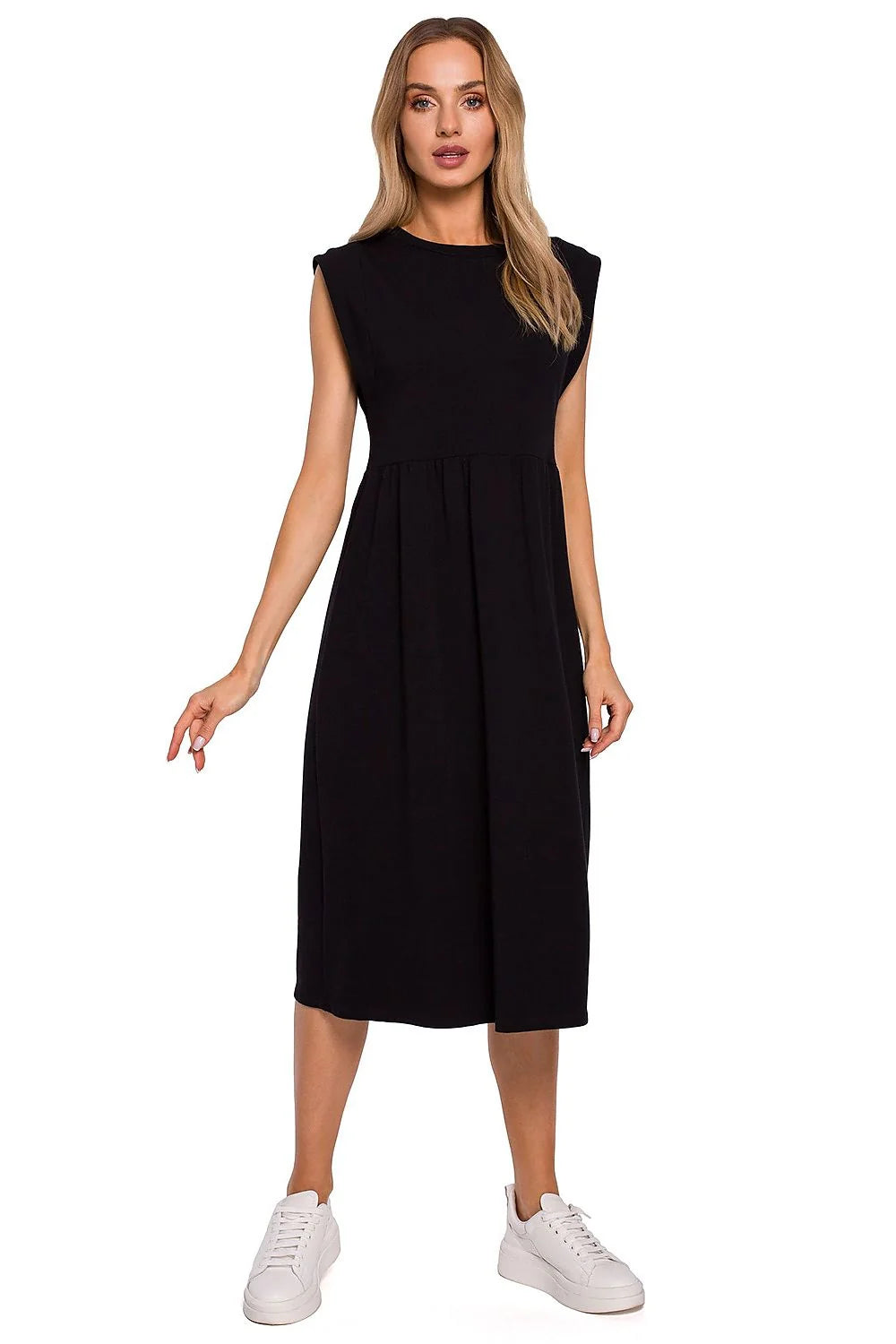 Robe midi en coton rose pâle style décontracté manches courtes pour élégance quotidienne féminine