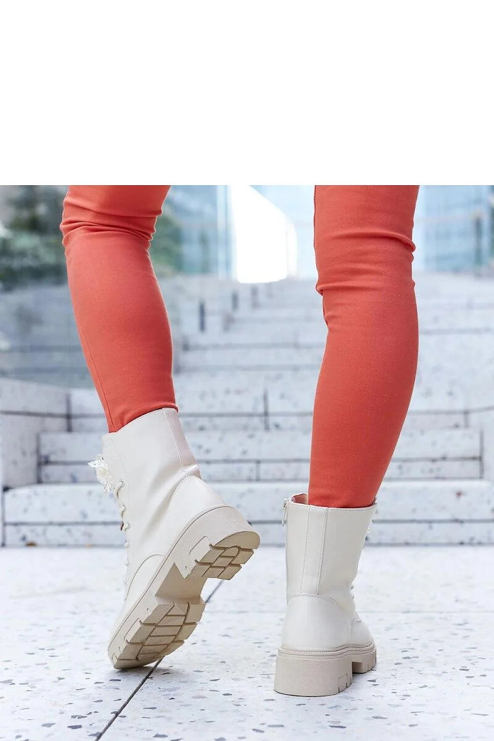 Bottines beiges Accadia perles décoratives mode moderne élégance femme confort hiver été cuir Zam éco-friendly