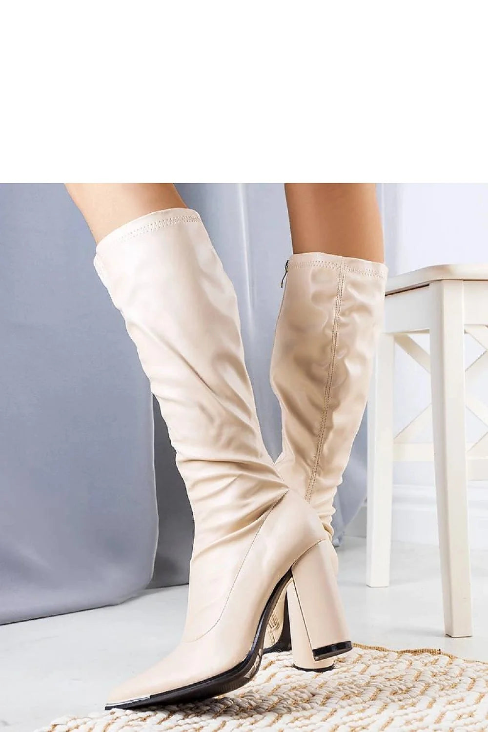 Bottes à talons Solea hautes beige cuir biologique style élégant automne hiver femmes talon aiguille ajustement confortable