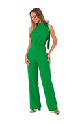 Combinaison Moe femme élégante verte sans manches col montant élastique taille ajustable polyester élasthanne