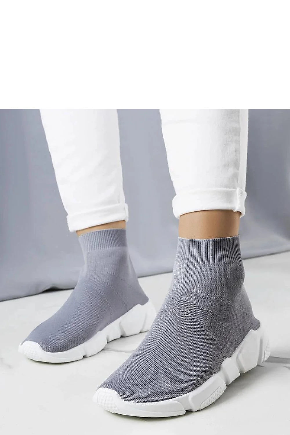 Baskets pour femmes en tissu gris semelle blanche style urbain moderne confort maximal Taille Lo