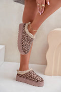 Bottes de neige Step in Style femmes suédine écologique fourrure douce motif léopard finition fourrure beige confort isolation froid promenades hivernales