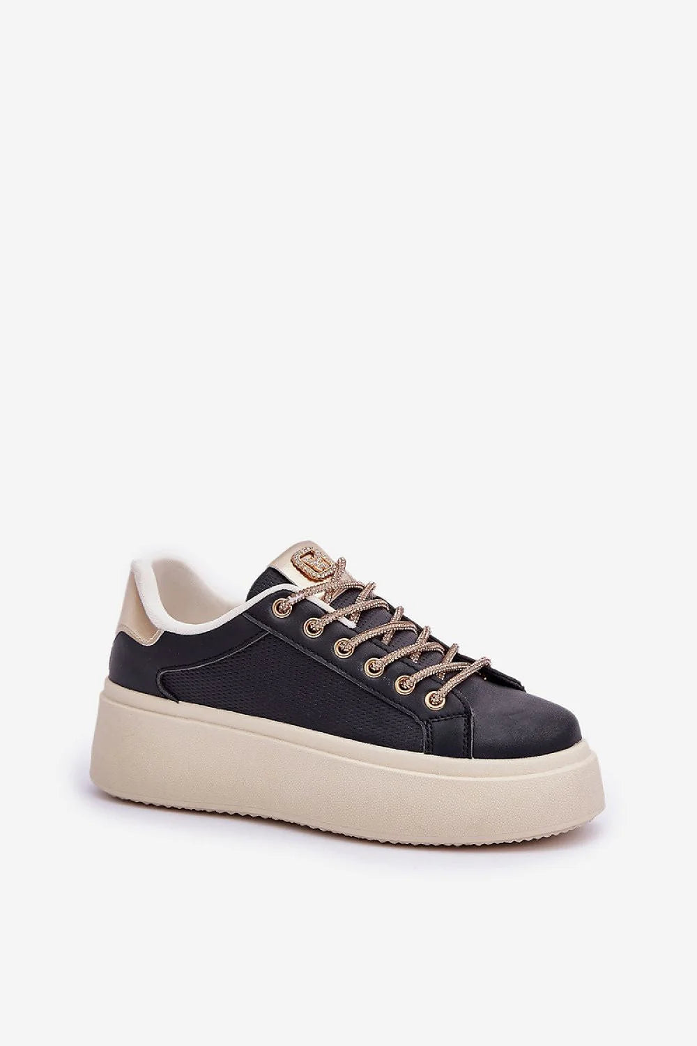 Chaussures de sport Step in style pour femme en cuir synthétique noir, plateforme épaisse, style urbain, confort maximal