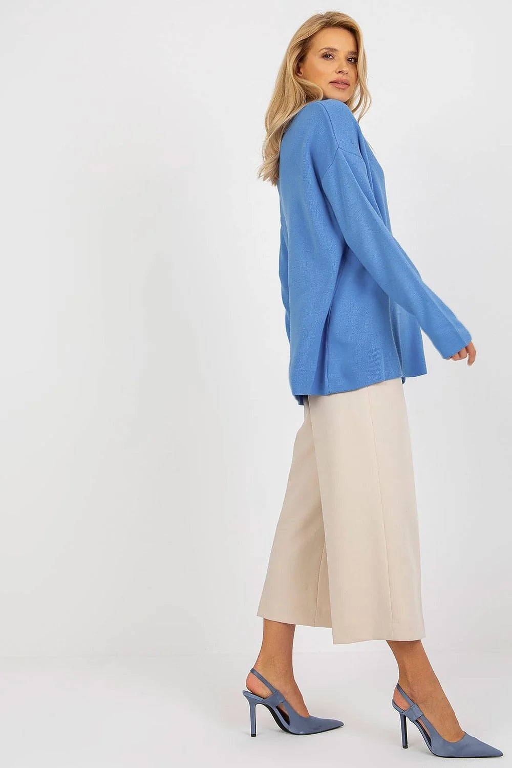 Pull-over femme Rue Paris rouge vif ample manches longues encolure ras du cou acrylique 100% tailles universelles mode Casual