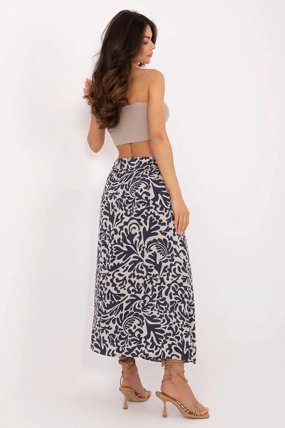 Tenue chic femme top court robe longue tunique.slim Coupe haute taille élastique tissu doux floral