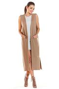 Gilet long sans manches coton polyester moderne élégant pour femmes tenue mode décontractée polyvalente été
