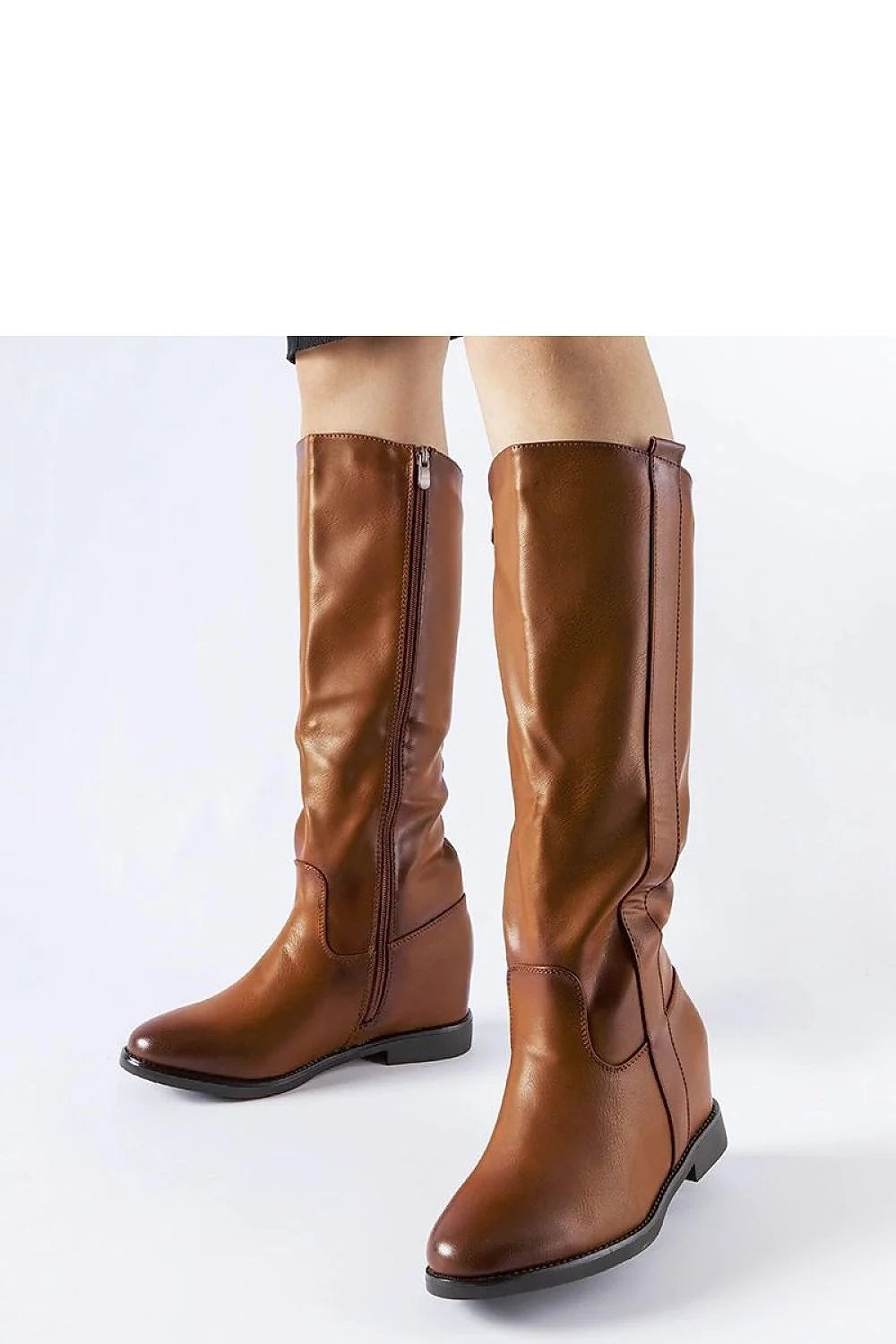 Bottes cothurnes Solea en cuir marron élégantes talon caché fermure éclair cavalier hiver automne femmes