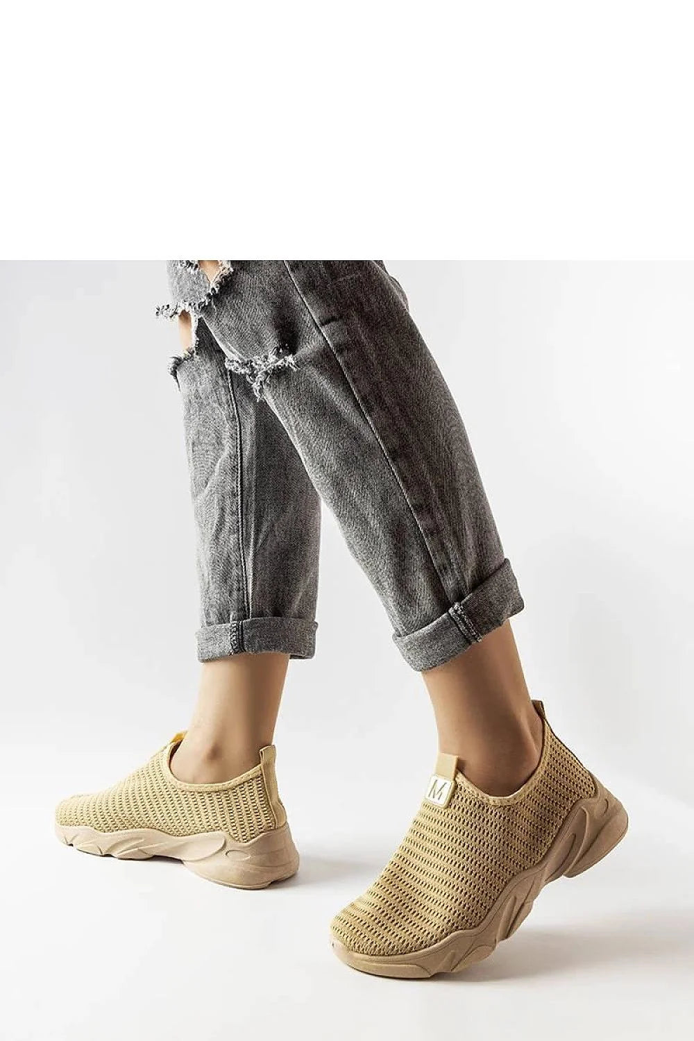Chaussures de sport féminines modernes en maille beige respirante confortable durabilité amorti occasions quotidiennes