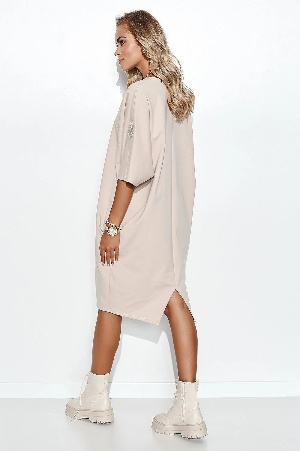 Robe de jour Makadamia ample V-neck oversize coton jersey poches latérales décontractée élégante femme mode vêtement polyvalente