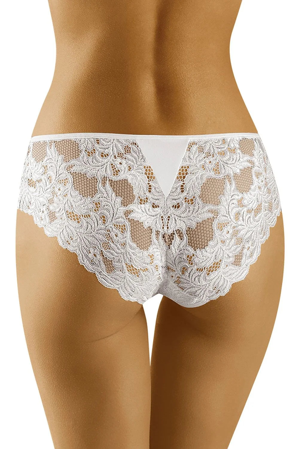 culotte féminine dentelle Wolbar floral blanc transparent shorty hipster basse échancrée tulle résille festonné élastique fin maintien discret confortable extensible