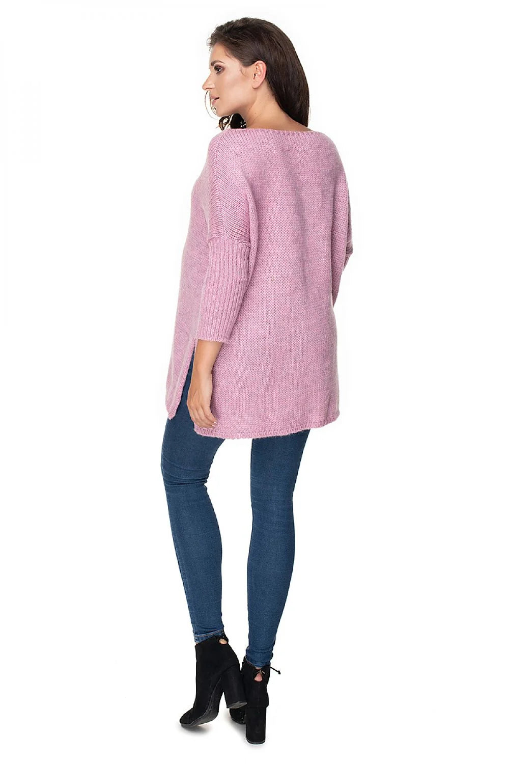 pull oversize femme long tunique maille tricotée crème col bateau torsadé vertical coupe ample manches longues fentes latérales douceur maternité