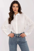 Chemise féminine élégante manches longues col classique blanc intemporelle polyester élasthanne confortable occasionnels spéciales
