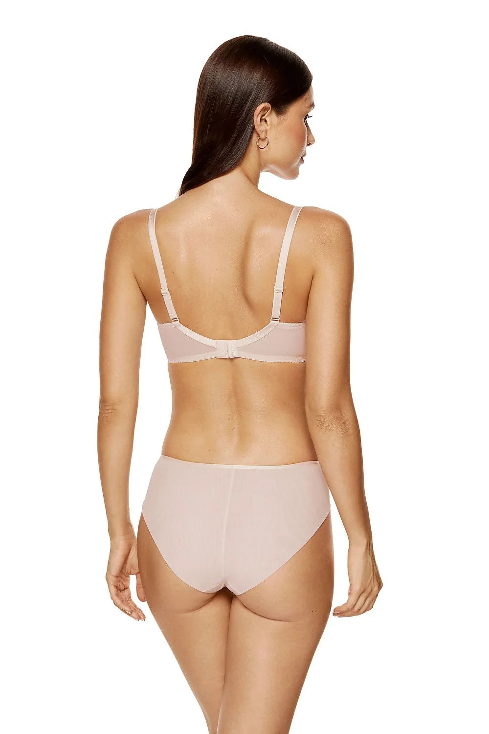 Ensemble de lingerie féminine élégant dentelle florale nude rose soutien-gorge culotte microfibre doux confort ajustable Poland